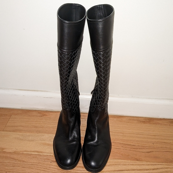 BOTTEGA VENETA PIXELMOD LEATHER WEAVE RIDING BOOTS - Picture 2 of 16